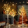Hooseng LED Lighted Birch Tree Set of 3, with Warm White Lights, 3 Pieces Artificial X-Mas Tree Set with Decors for both Indoor and Outdoor - 2 of 4