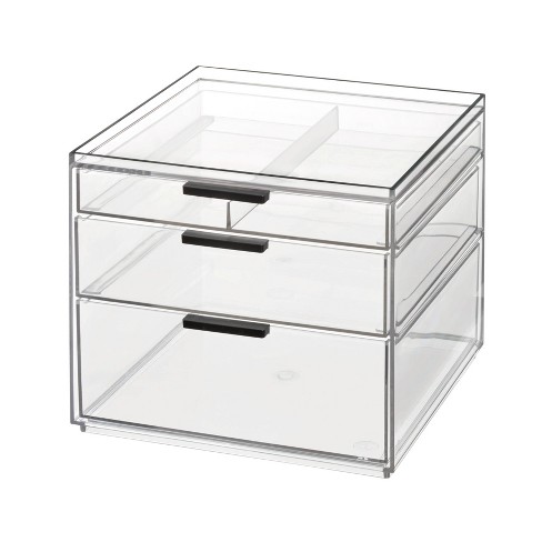 Idesign Onyx 3-drawer Tall Desk Organization Set Clear : Target
