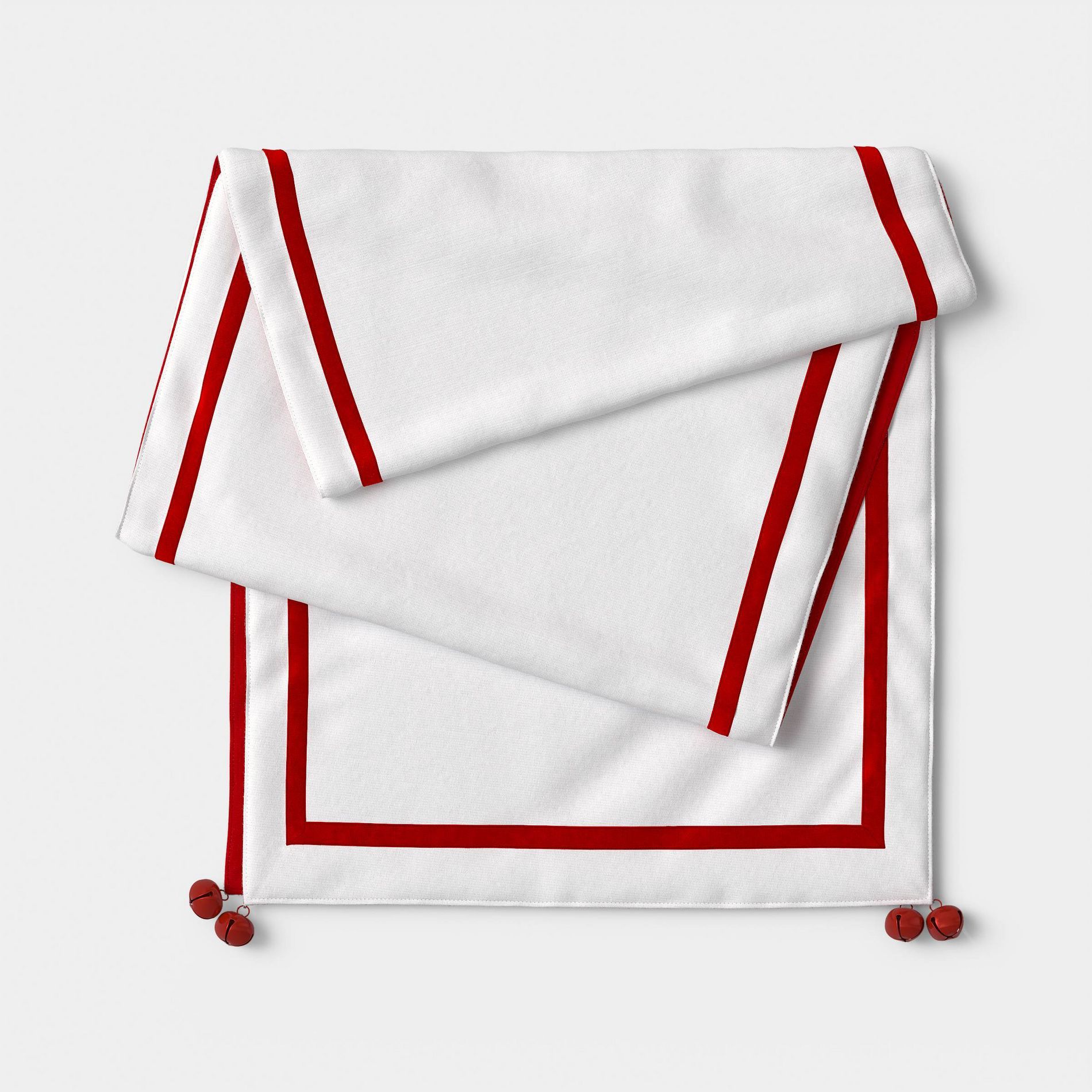 72"x14" Reversible Jingle Bells Table Runner Cream/Red - Threshold™