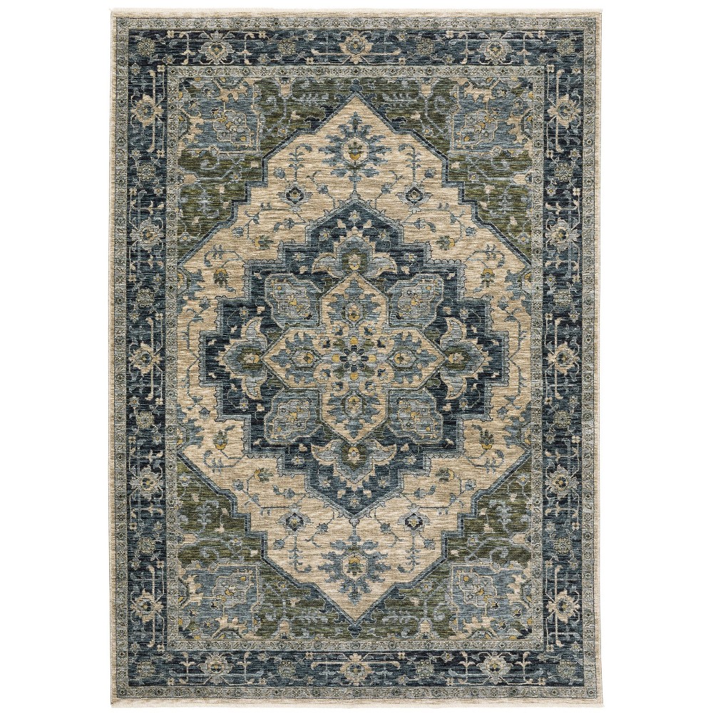 7'10inx10'10in Arya Center Medallion Indoor Area Rug Blue/Tan - Captiv8e Designs