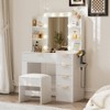Buenhomino Vanity Desk with Light Sliding Mirror and 5 Drawers, Makeup Vanity Table Set for Bedroom - 4 of 4