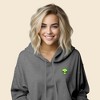 Dalix Alien Embroidered Fleece Cropped Hoodie Cold Fall Winter Women - 3 of 4