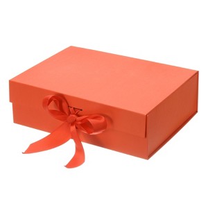 Unique Bargains Collapsible Paper Magnetic Closure Ribbon Gift Box for Birthday, Wedding - 1 of 4