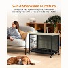 Wooden Dog Crate Furniture with Wheels and Double Door – Modern Pet House, Removable Tray, Stylish End Table for Living Room, Bedroom, and Outdoors - 2 of 4