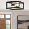 DORESshop 11.41 in. 2-Light Black and Gold Farmhouse Caged Square Flush Mount Industrial Vintage Ceiling Lighting - 2 of 4