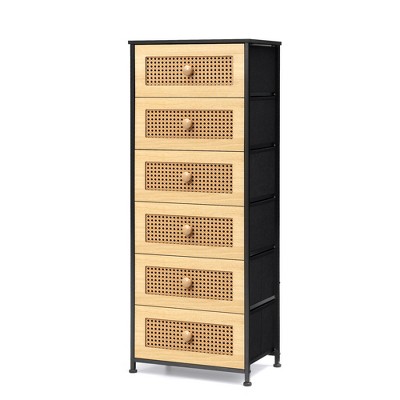 Pellebant Vertical Dresser for Bedroom 6 drawer Storage Tower Steel Frame Wood Top Easy Pull Non-woven Fabrics Drawer