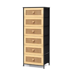 Pellebant Vertical Dresser for Bedroom 6 drawer Storage Tower Steel Frame Wood Top Easy Pull Non-woven Fabrics Drawer - 1 of 4