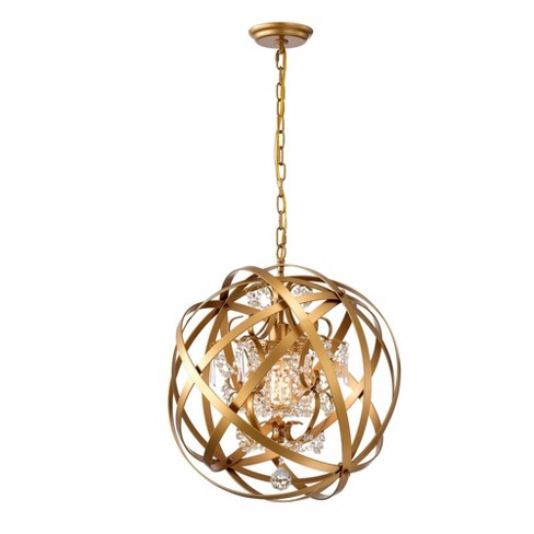 19" x 19" x 52" Verite Chandelier with Globe Metal Shade Gold - Warehouse Of Tiffany - image 1 of 3