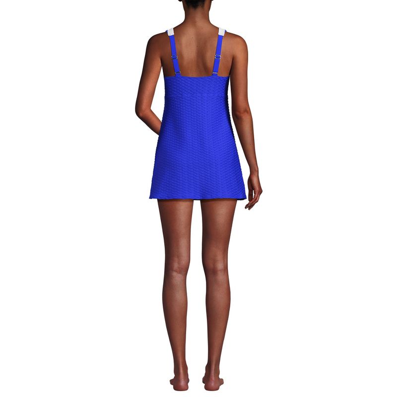 Lands' End Women's Texture Square Neck Swim Dress Adjustable Straps, 2 of 6