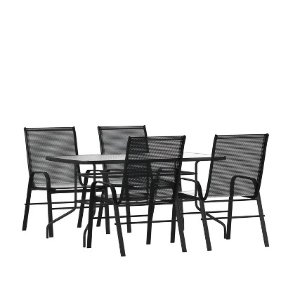 Flash Furniture 7 Piece Outdoor Patio Dining Set - 55" Tempered Glass ...