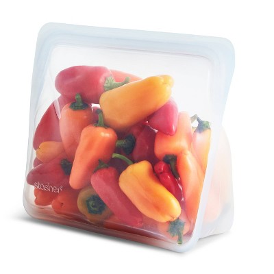 stasher Premium Silicone Reusable Food Storage Stand-Up Mid Bag - Clear