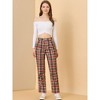 INSPIRE CHIC Women's Plaid Elastic Waist Casual Work Office Long Pants - 3 of 4