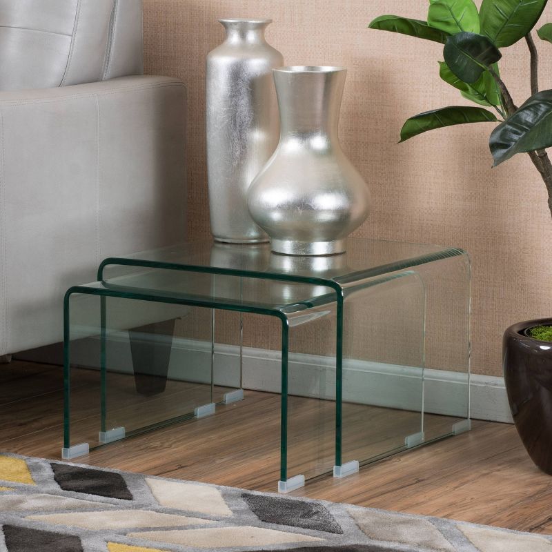 Set of 2 Ramona Nesting Tables Glass - Christopher Knight Home, 3 of 6