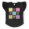 Simply Sage Market Checkered Bunny Outline Coquette Flutter Sleeve Tee - 2 of 4