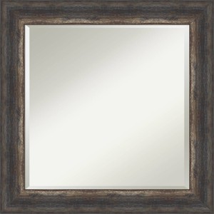 25" x 25" Bark Rustic Char Framed Wall Mirror Brown - Amanti Art: Beveled Glass, Polystyrene Frame, No Assembly Required - 1 of 4