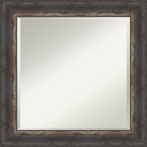 25" x 25" Bark Rustic Char Framed Wall Mirror Brown - Amanti Art: Beveled Glass, Polystyrene Frame, No Assembly Required - image 1 of 4