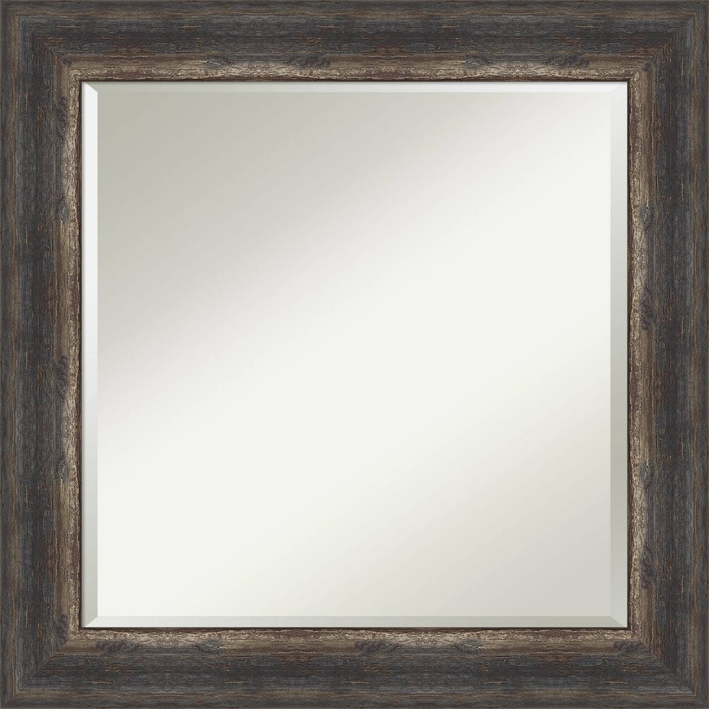 Photos - Wall Mirror 25" x 25" Bark Rustic Char Framed  Brown - Amanti Art
