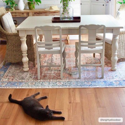 Rosman Blue and Beige Washable Vintage Area Rug