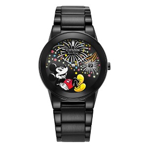 Citizen Disney Eco-Drive watch featuring Mickey Mouse Fiesta  2-hand Black IP Stainless Steel Bracelet - 1 of 4