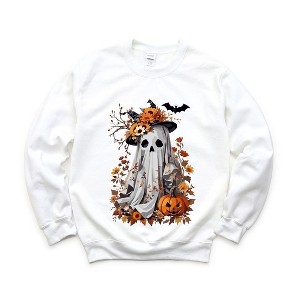 Simply Sage Market Women's Graphic Sweatshirt Floral Halloween Ghost - 1 of 4