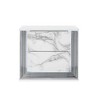 Vynxaria Modern Moon White Marble Nightstand with LED, Sleek Design, High Gloss Finish, Rich Chrome Accents - 3 of 4