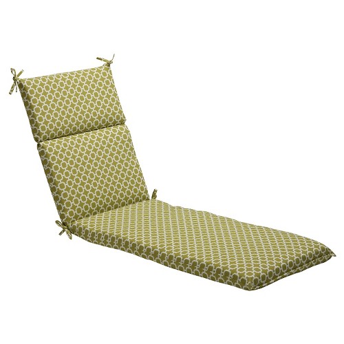Outdoor Chaise Lounge Cushion - Green/White Geometric