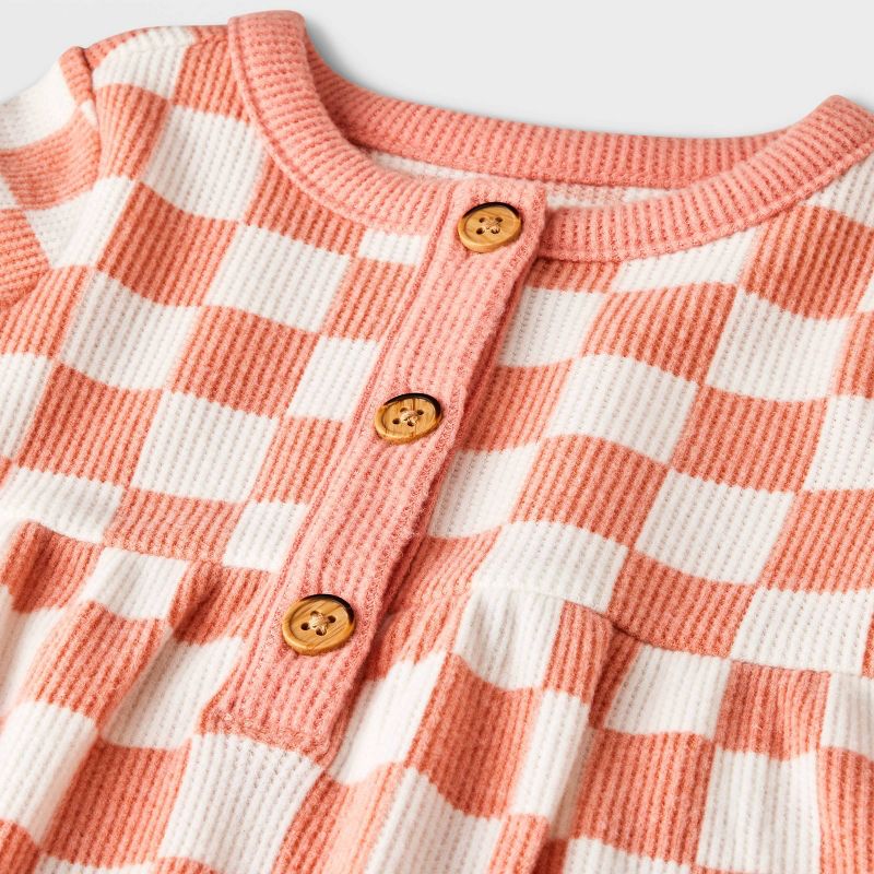 Baby Girls&#39; Checkered Romper - Cat &#38; Jack&#8482; Pink, 4 of 11