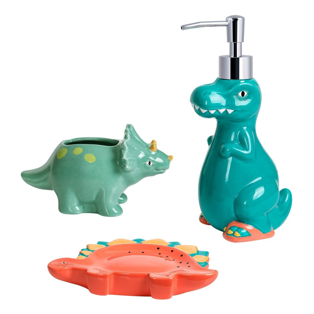 Photos - Other sanitary accessories 3pc Dinosaur Kids' Bath Set with Soap Dish - Allure Home Creations