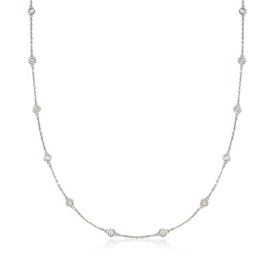 Ross-Simons 1.00-2.00 ct. t.w. Bezel-Set Diamond Station Necklace in Sterling Silver