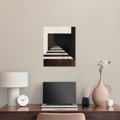Art Remedy Vertigo Black and Brown Abstract Canvas Wall Art, 16" x 20"