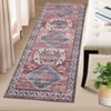 Washable Non Slip Low Pile Area Rug for Living Room Vintage Floral Indoor Carpet Stain Resistant Foldable Floor Cover - 3 of 4