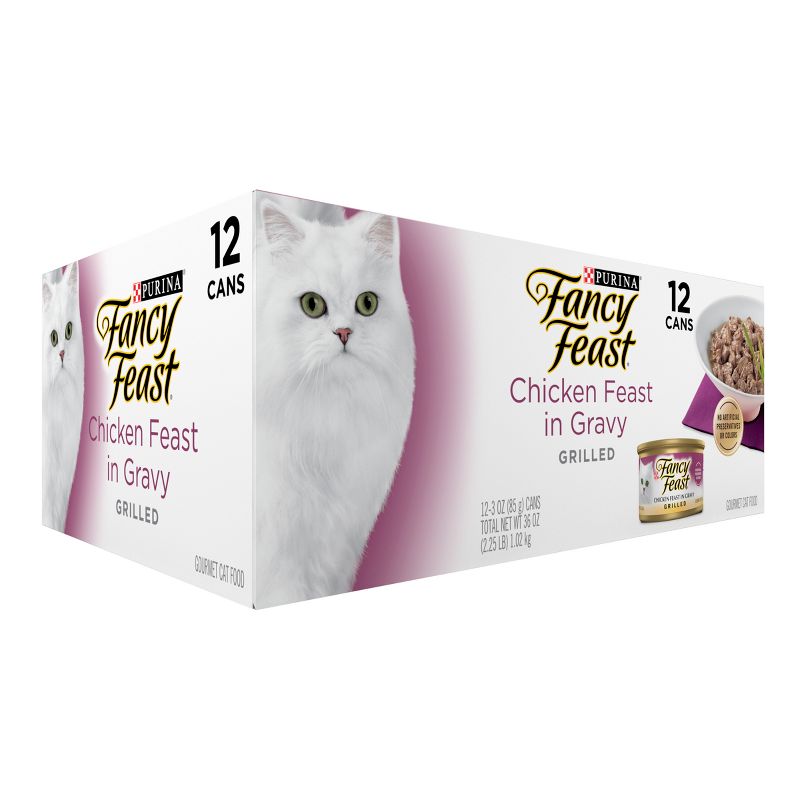 Purina Fancy Feast Grilled Chicken Flavor Feast in Gravy Wet Cat Food Cans - 3oz/12ct Pack, 5 of 10