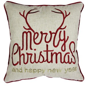 ChicFurnit Bed Pillows Merry Christmas Pillow Velvet Decor Pillow with Hidden Zipper Cotton Pillows for Living Room Decoration, Gold, 20"*1"*20" - 1 of 4