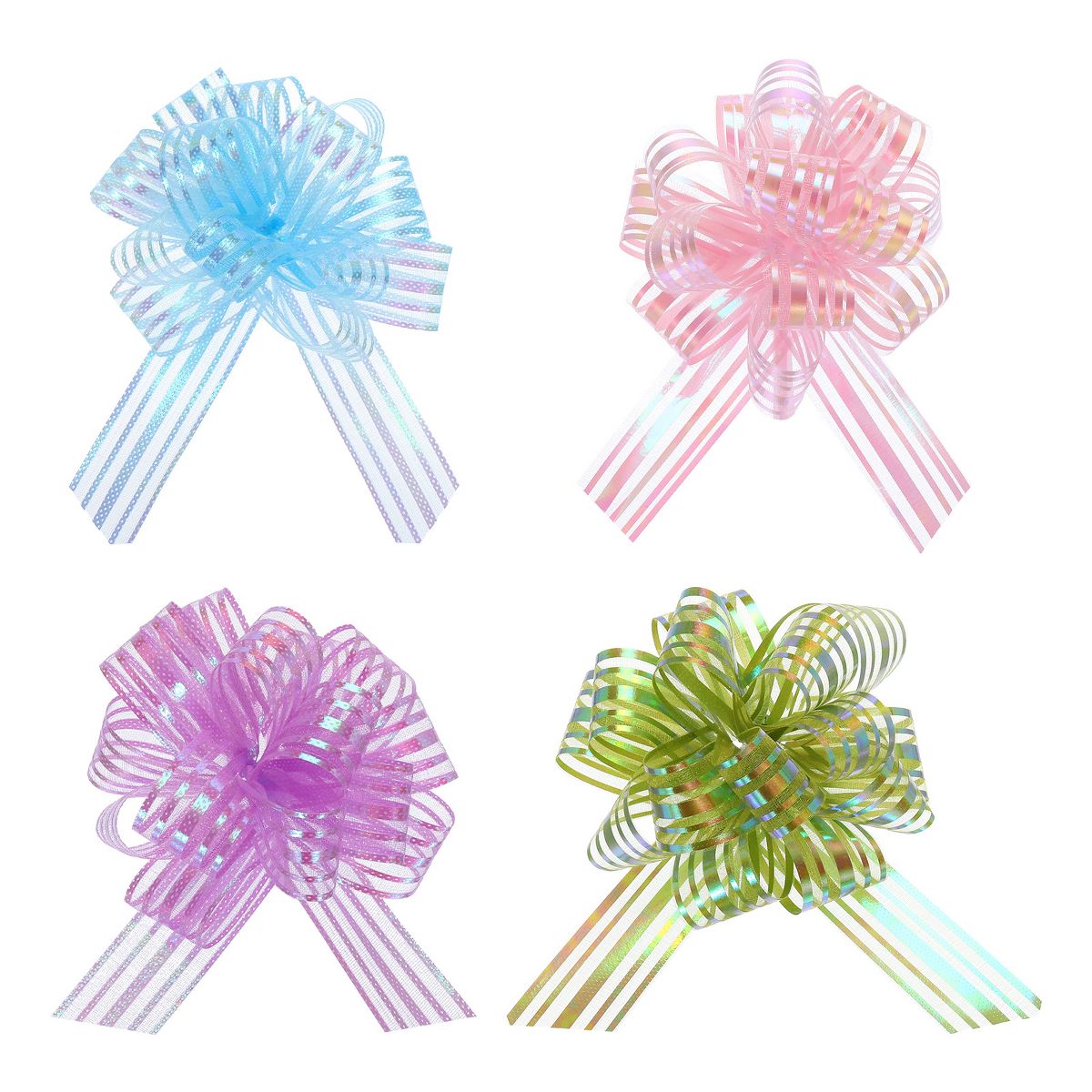 Unique Bargains Bright Colored Organza Chiffon Gift Wrapping Large Pull Bows Ribbons for Wedding 20 Pcs