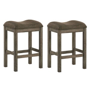 24/7 Shop At Home Entera Padded Counter Height Barstools: Set of 2, Knotty Oak, Footrest - 1 of 4