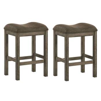 Set of 2 Entera Padded Counter Height Barstools Chestnut/Brown - HOMES: Inside + Out