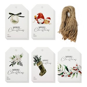 Wrapables Joyful Merry Christmas Holiday Gift Tags with Jute String for Gift-Wrapping, Labeling, Package Decoration (100pcs) - 1 of 4