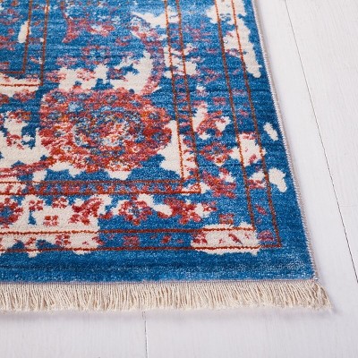 4' x 6' Blue Floral Motif Synthetic Area Rug