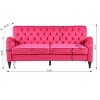 Modern Velvet Sofa Couch With Wooden Legs,Mid Century Craftsmanship Upholstered Sofa,Tufted 3-Seater Sofa With Comfy Back Cushions-Cuddlewood - 4 of 4