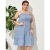 Plus Size Summer Dresses Women  Smocked Flowy Ruffle A Line Maxi Dress - 4 of 4