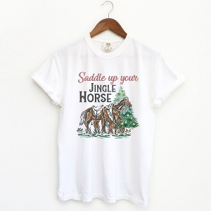 Simply Sage Market Women's Saddle Your Jingle Horse Short Sleeve Garment Dyed Tee - 1 of 4
