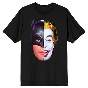 Batman 66 TV Batman Joker Split Face Men's Black T-shirt - 1 of 1