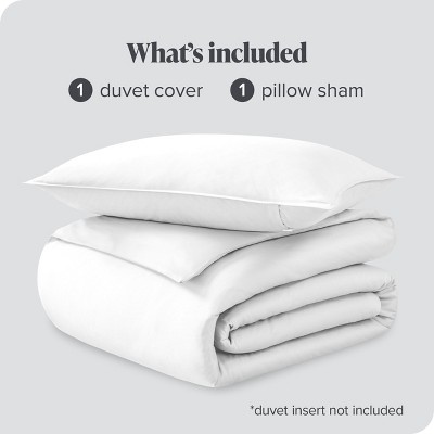 White Organic Cotton Sateen Twin/Twin XL Duvet Cover Set