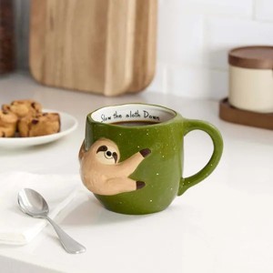 19 oz Green Slow Sloth Earthenware Mug - 1 of 4
