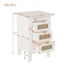 Nightstand Set of 2 with 3 Drawers and Rattan Fronts, White Wood Bedside Table for Bedroom Storage, Minimalist Design-The Pop Home - 3 of 4