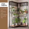Jojoka 3-Tier Corner Plant Stand – 67" Indoor & Outdoor Wood and Metal Plant Rack with 12 Hanging Hooks,Black - 3 of 4