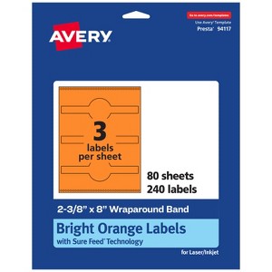 Avery Printable Wraparound Labels, Bright Orange, 2-3/8" x 8", 240ct - 1 of 4