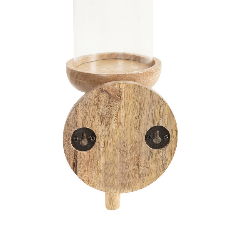 Kate and Laurel Shae Wood and Glass Wall Sconce, 5x5x13, Natural, 4 of 13