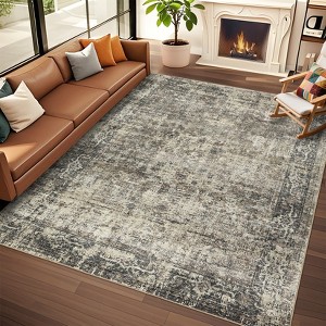 Soft Boho Vintage Low Pile Washable Large Indoor Area Rug for Living Room Bedroom Dining Room - 1 of 4