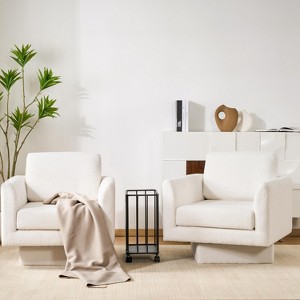 360° Modern Swivel Accent Chair, 30"W Teddy Upholstered Round Barrel Armchair, Comfy Single Lounge Sofa - ModernLuxe - 1 of 4